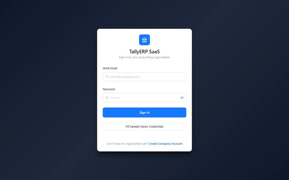 AccountingERP sign-in screen for the multi-tenant accounting platform