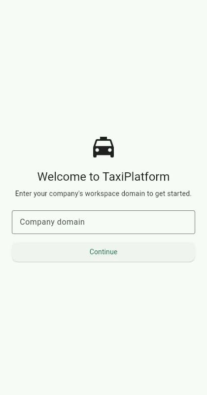 TaxiPlatform ride booking app welcome screen